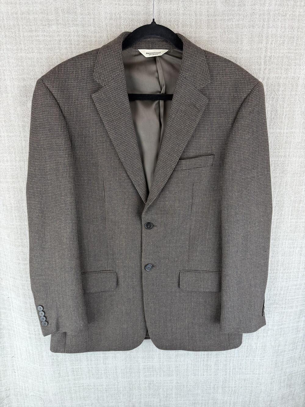 Pronto Uomo Sport Coat Mens 40 Brown Tweed Wool Single-Breasted 2 Piece